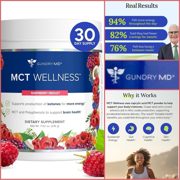 2 Pack Fat Burning Gundry MD MCT Wellness Raspberry Medley Supplement - Picture 11 of 11